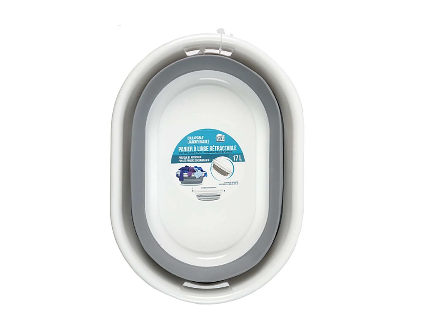 Panier A Linge Retractable 17l Blanc, Gris