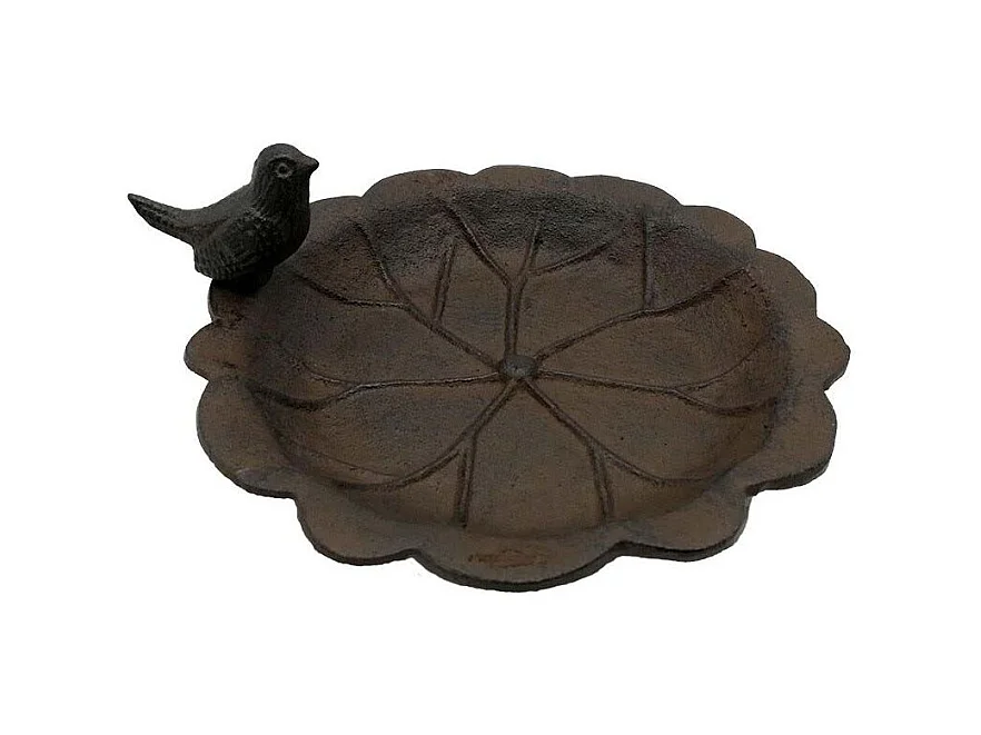 Futterkrippe aus Gusseisen zum Aufstellen mit Vögelfigur 18 x 5 cm