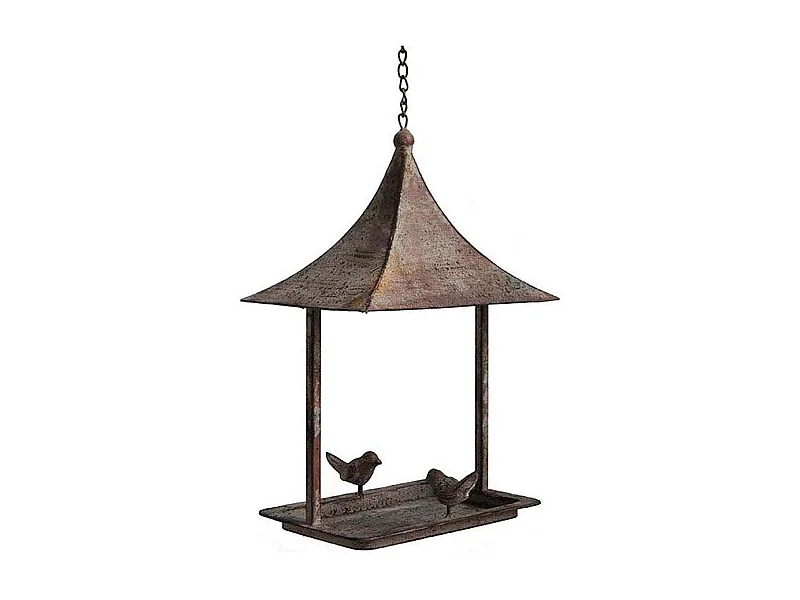 Mangeoire à oiseau rectangulaire en fer patiné