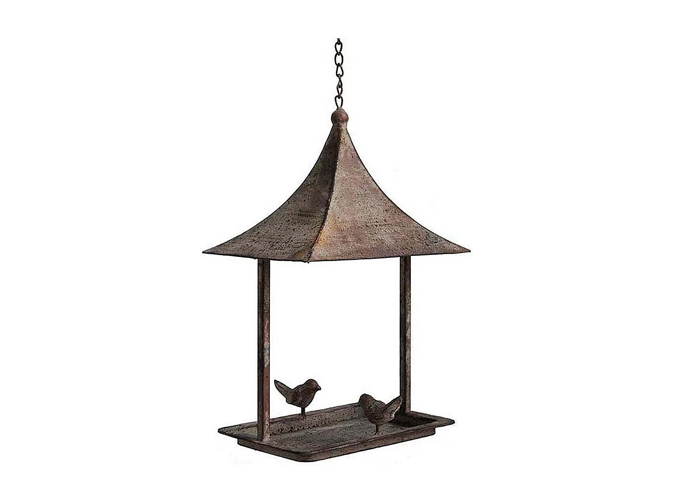 Mangeoire à oiseau rectangulaire en fer patiné