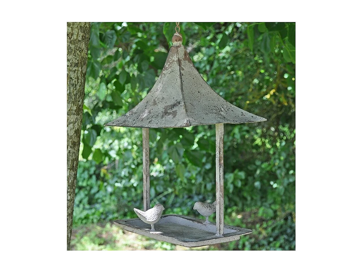 Mangeoire à oiseau rectangulaire en fer patiné