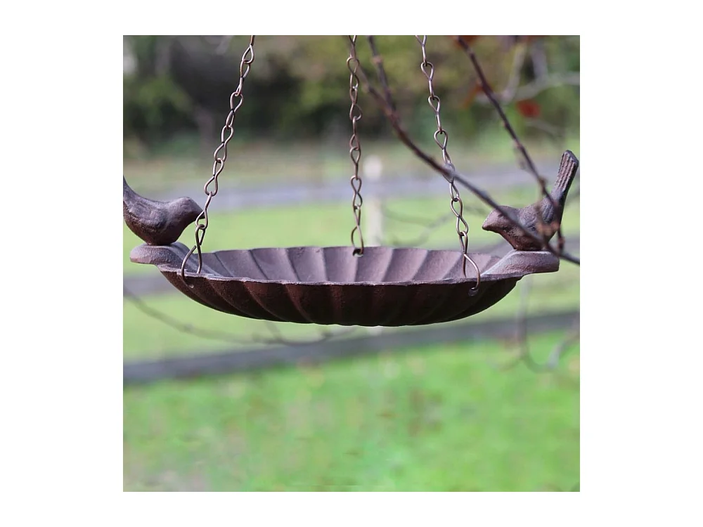 Mangeoire à oiseaux suspendu avec oiseau décoratif 2 oiseaux