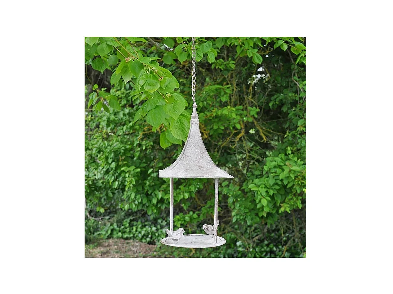 Mangeoire à oiseau ronde en fer patiné