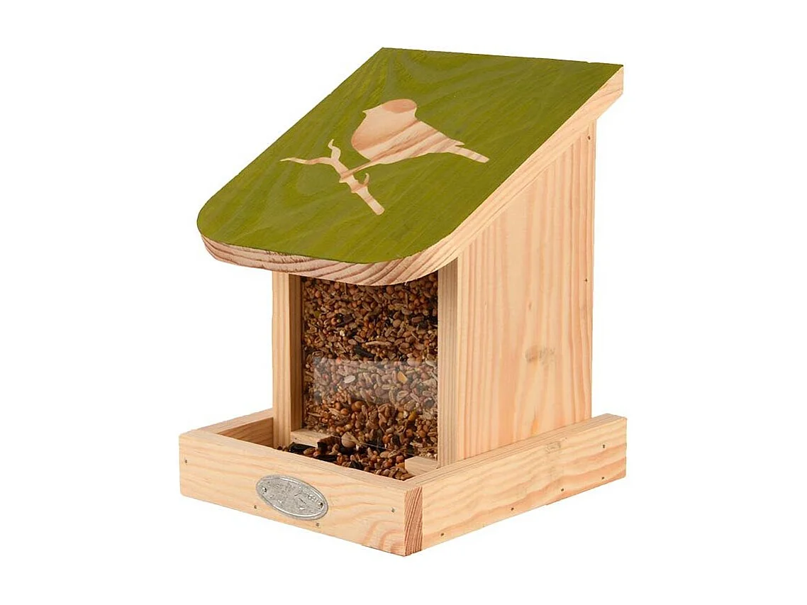 Futtersilo aus Holz mit Aufdruck