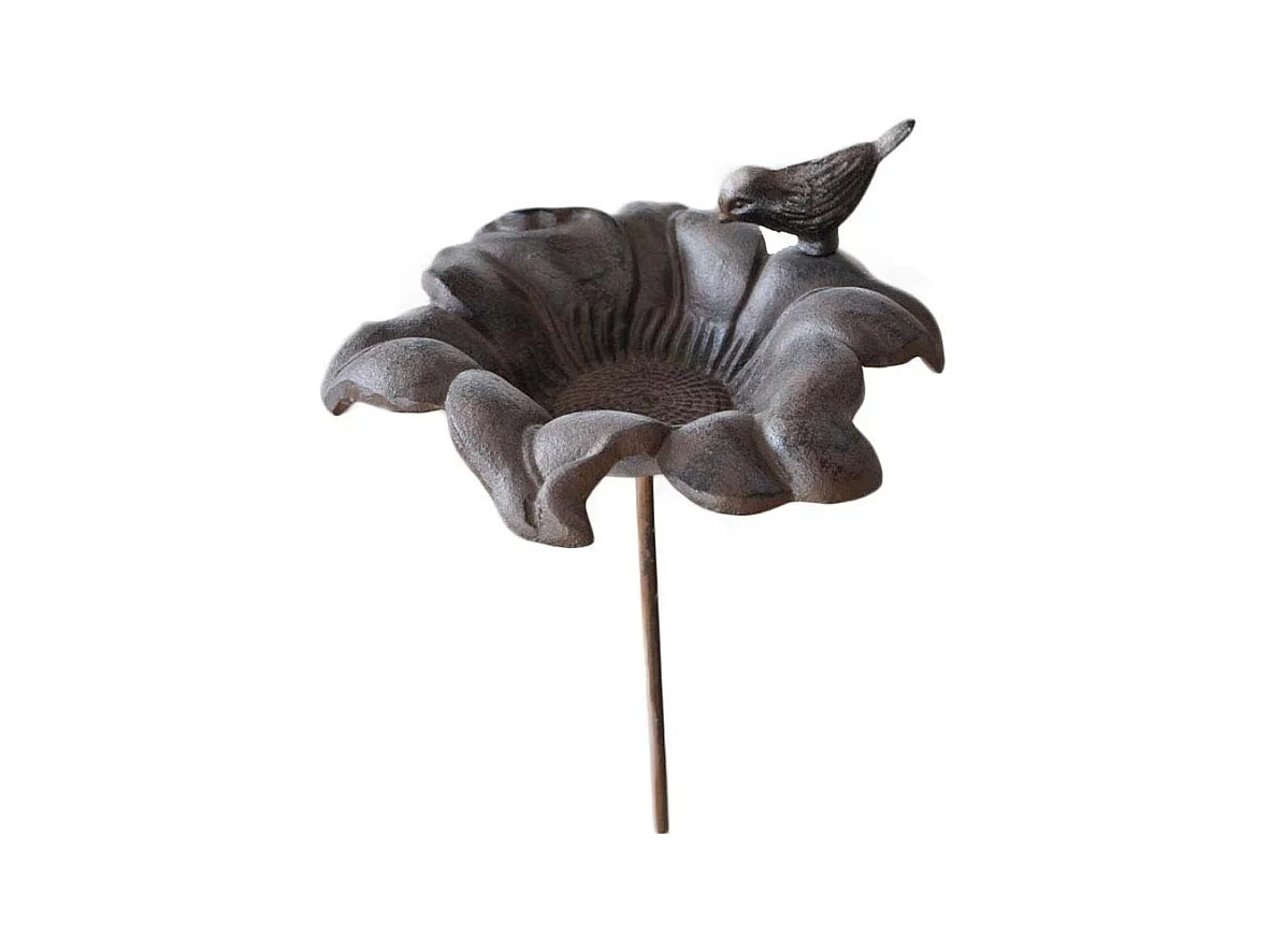 Mangeoire à oiseaux en fonte Fleur 24 x 100 cm