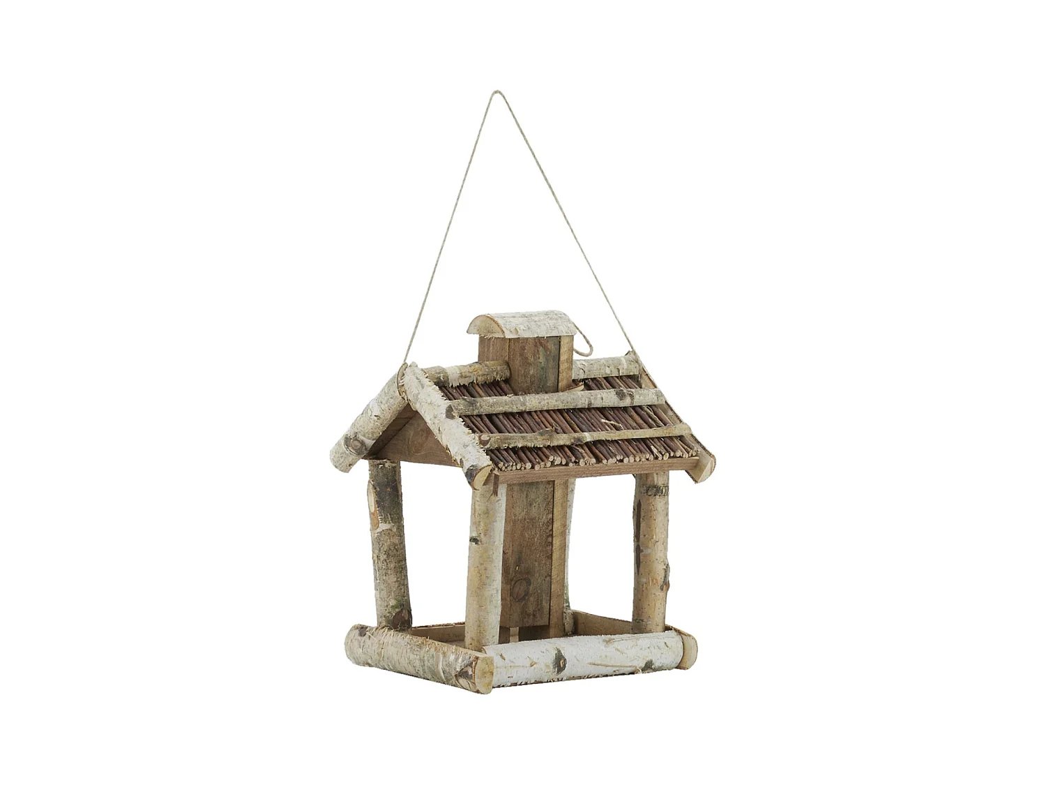 Mangeoire à oiseaux en bouleau, pin et osier