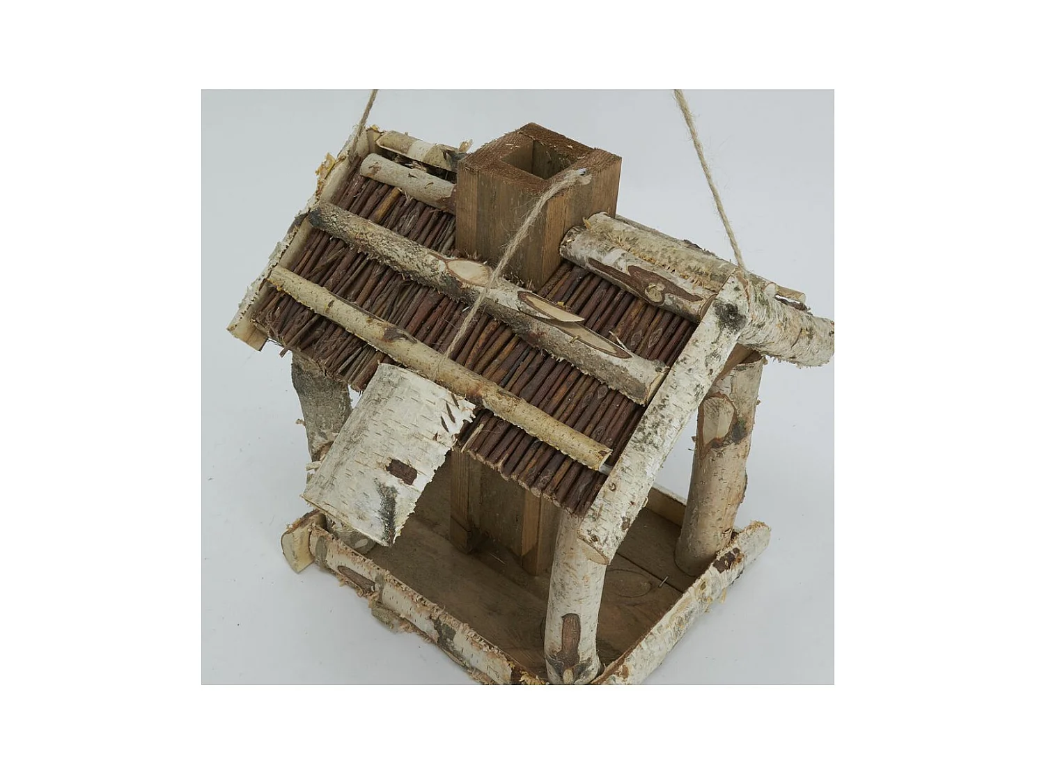 Mangeoire à oiseaux en bouleau, pin et osier