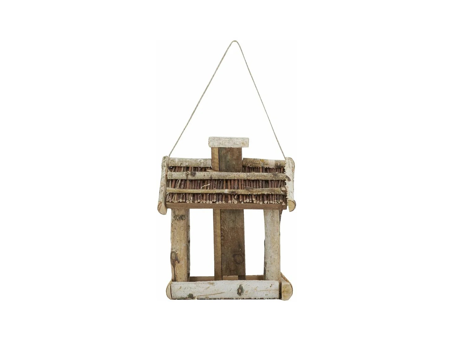 Mangeoire à oiseaux en bouleau, pin et osier