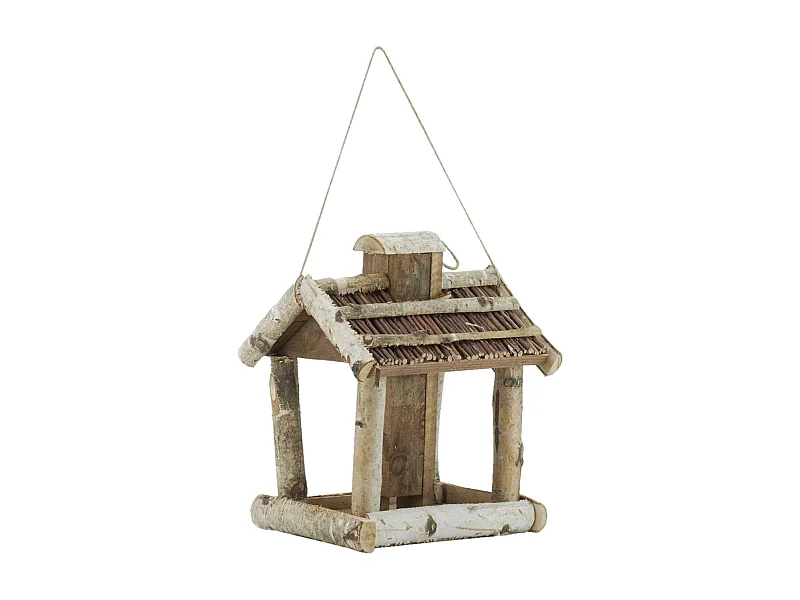 Mangeoire à oiseaux en bouleau, pin et osier