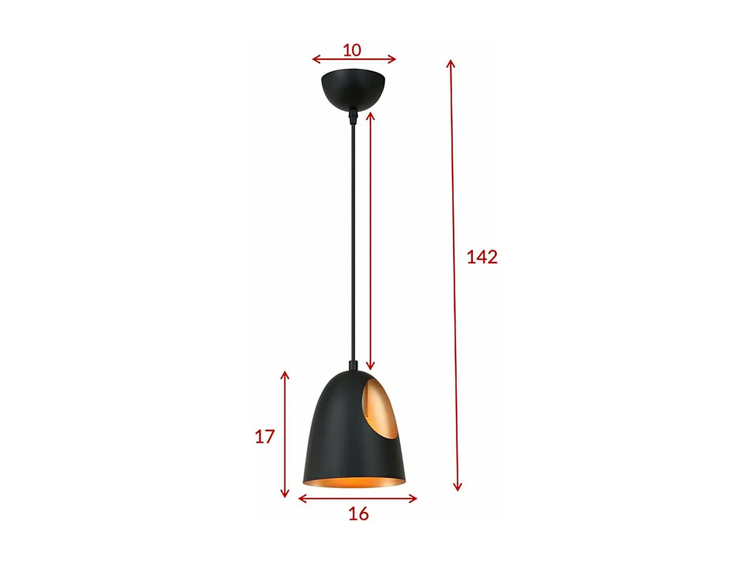 Elda verlichting hanglamp Ø16cm staal zwart, koper.