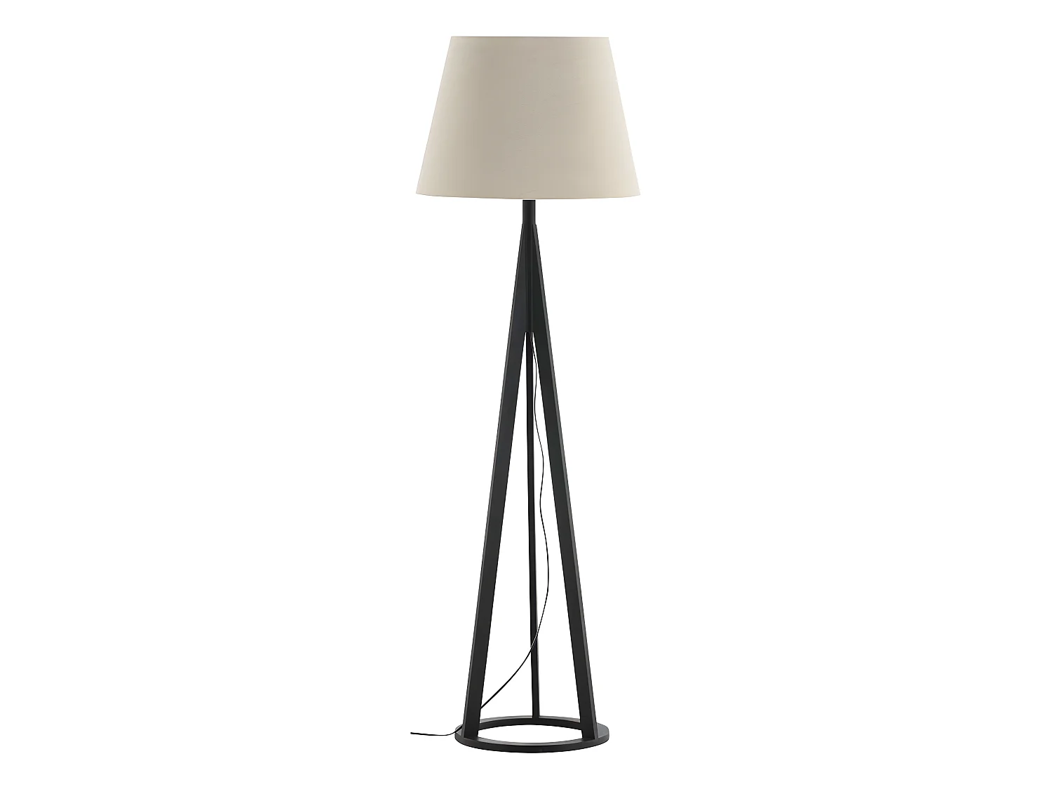 Lampadaire en hévéa et lin Kona Noir