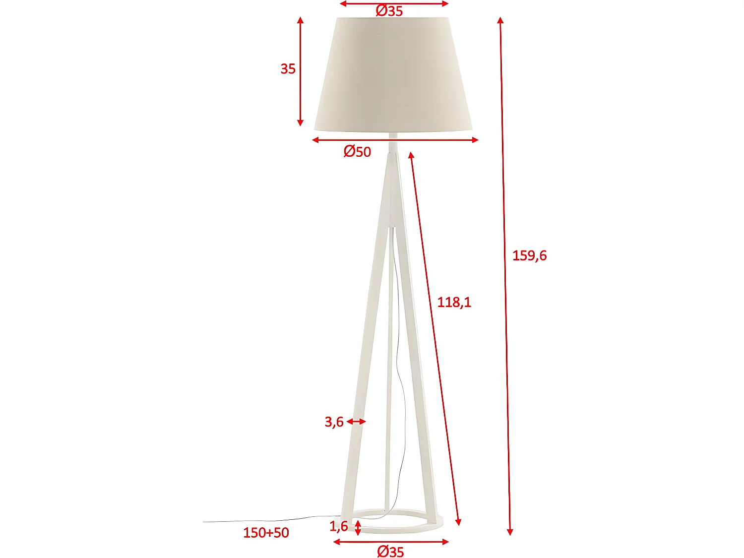 Lampada da terra in legno di gomma e lino Kona