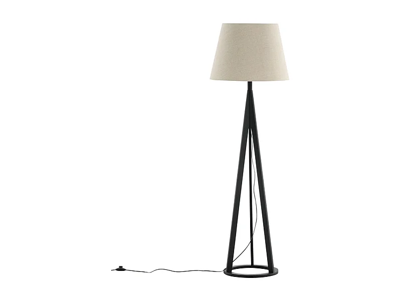 Stehlampe aus Gummibaumholz und Leinen Kona