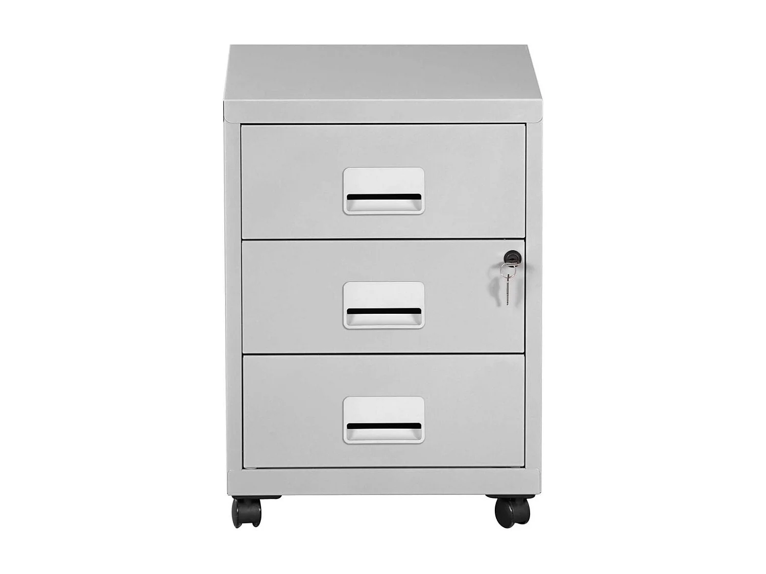 Caisson de rangement 3 tiroirs en acier sur roulettes