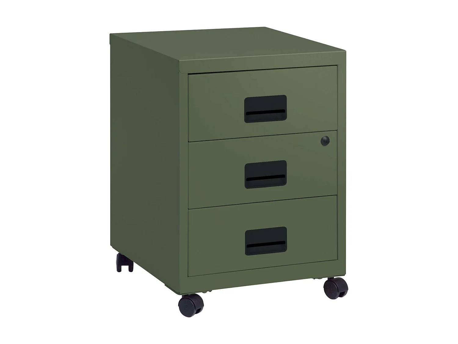 Caisson de rangement 3 tiroirs en acier sur roulettes