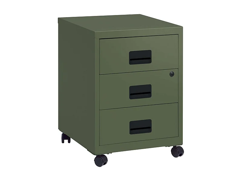 Caisson de rangement 3 tiroirs en acier sur roulettes