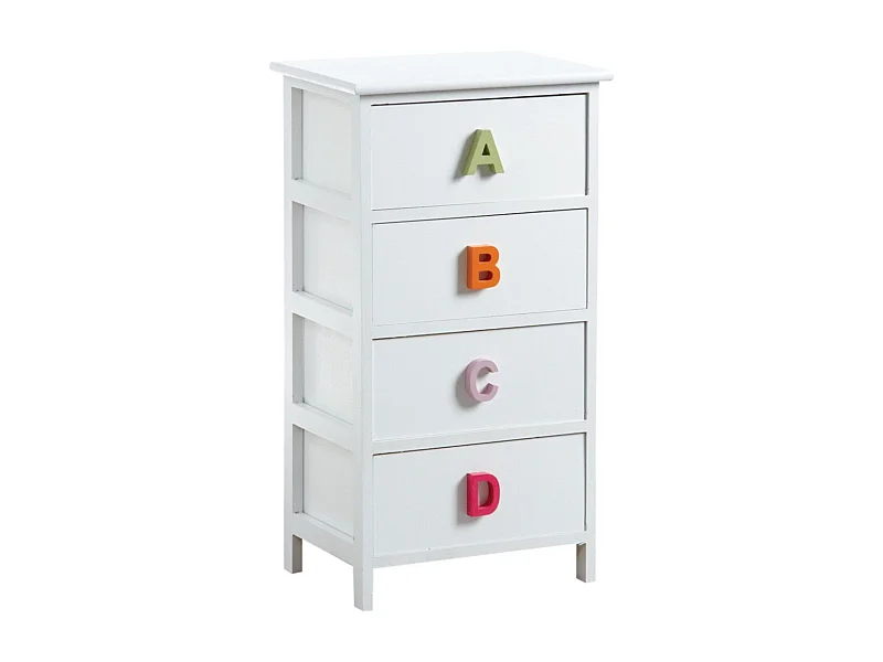 Commode chambre enfant alphabet 4 tiroirs 4 tiroirs