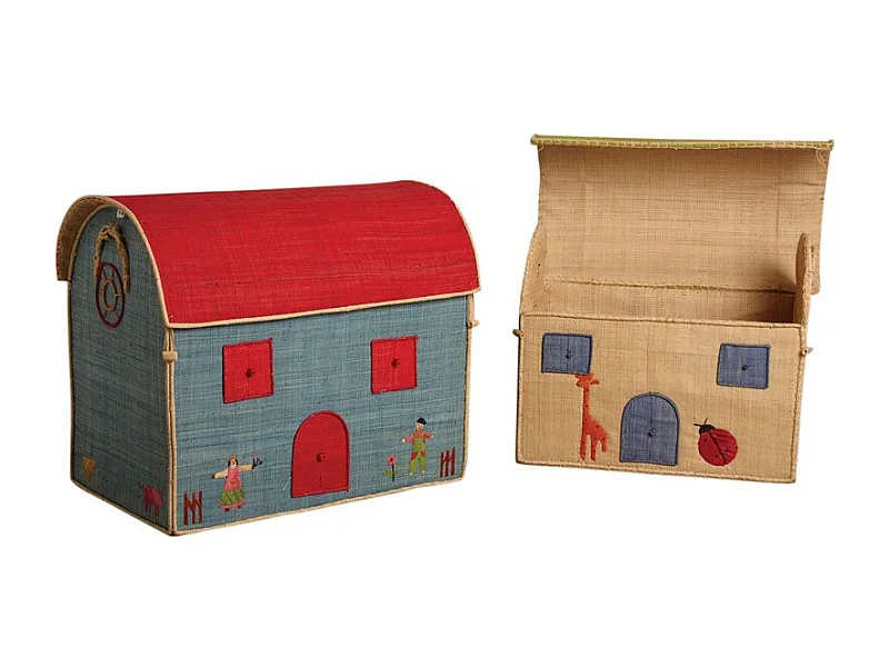 Coffres à jouets en rabane (Lot de 2)