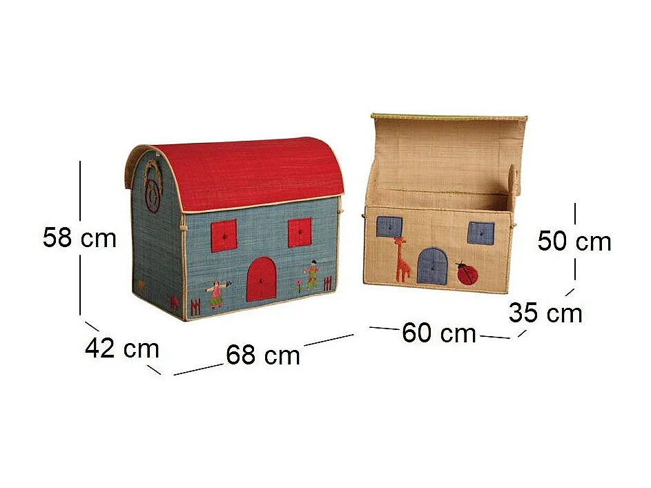 Coffres à jouets en rabane (Lot de 2)