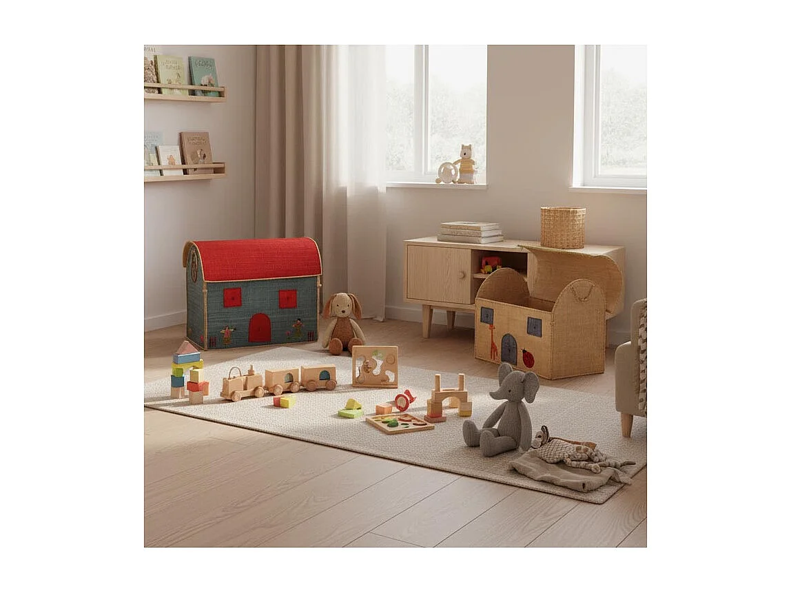 Coffres à jouets en rabane (Lot de 2)