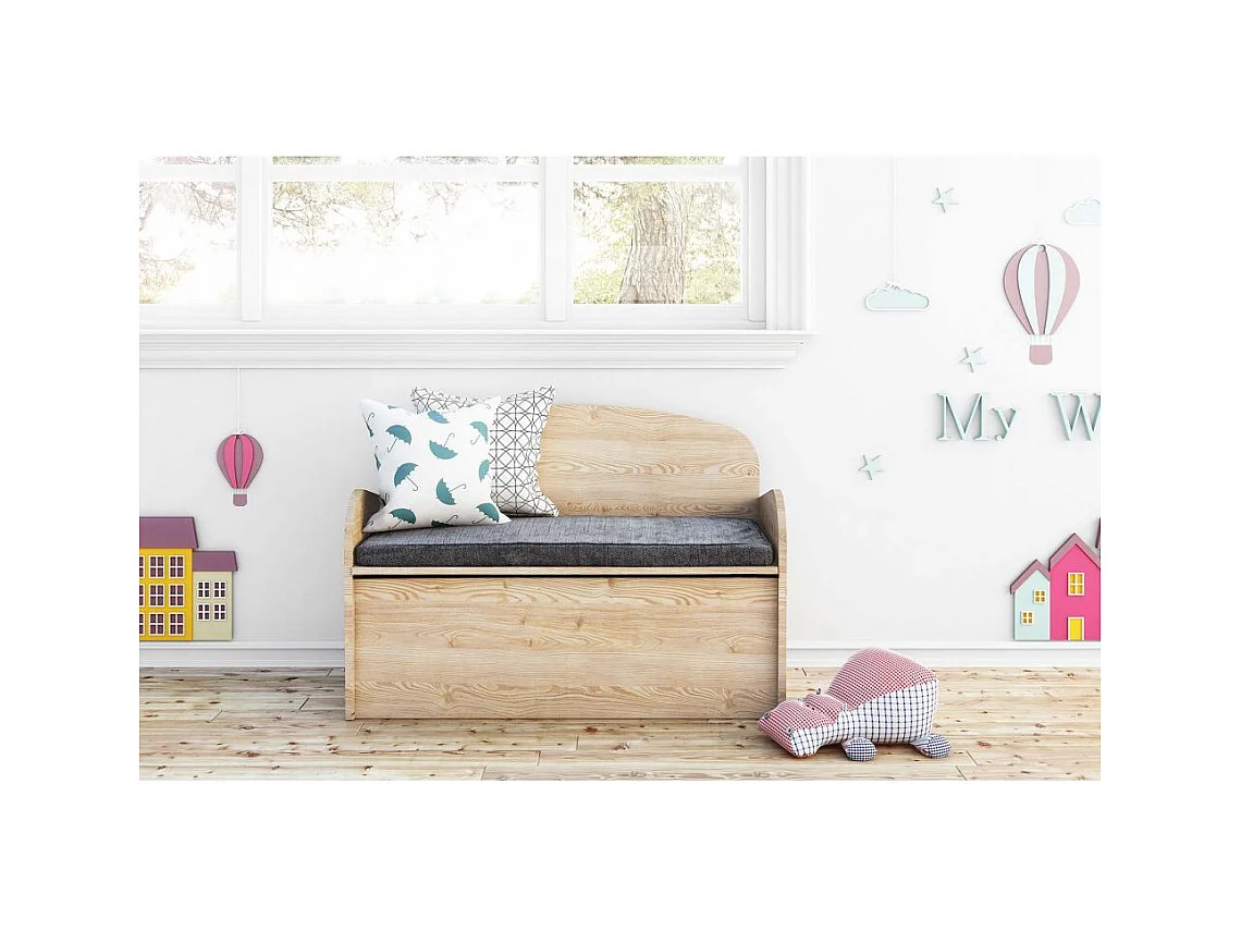 Banc coffre de rangement en pin brut 78 litres