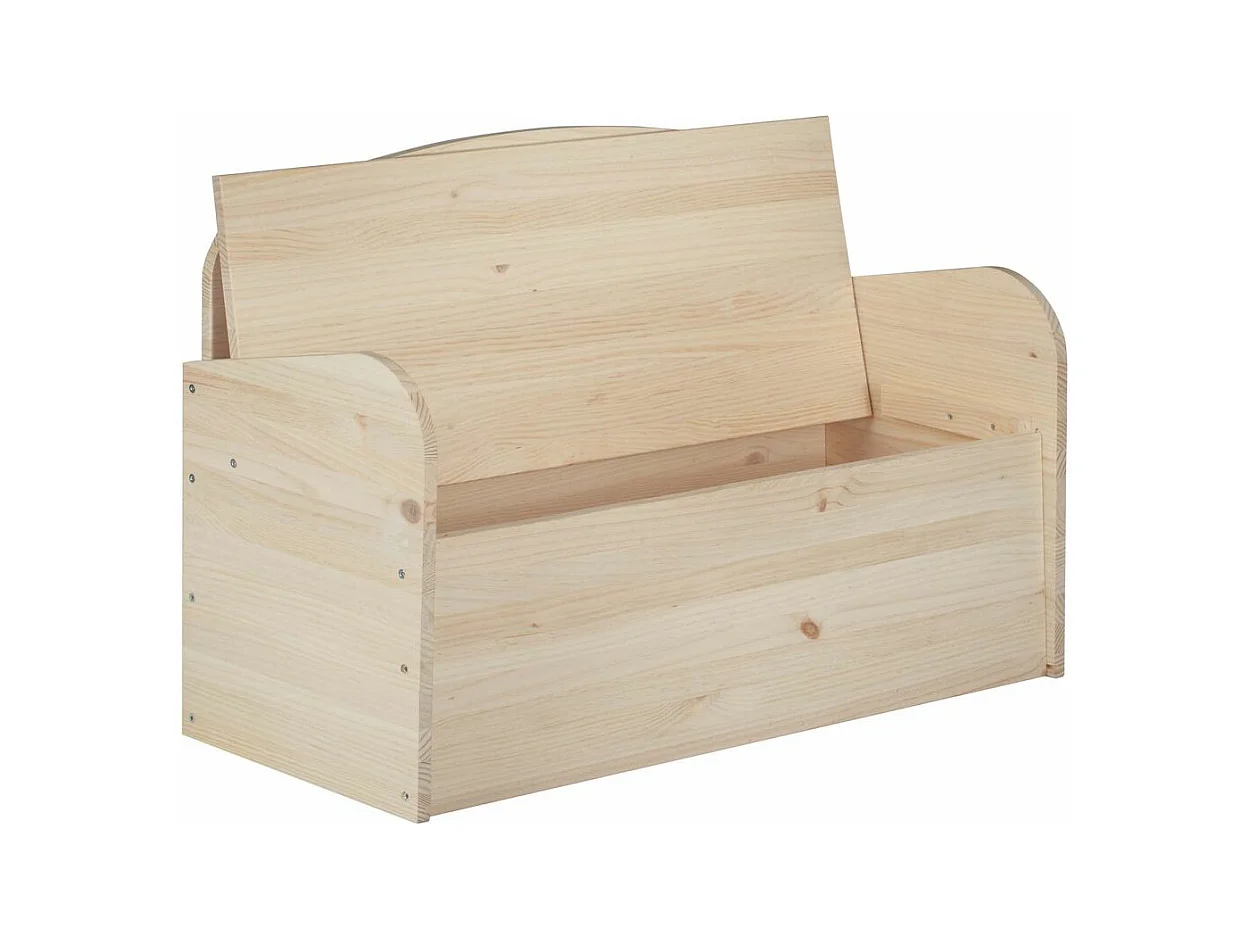 Banc coffre de rangement en pin brut 78 litres