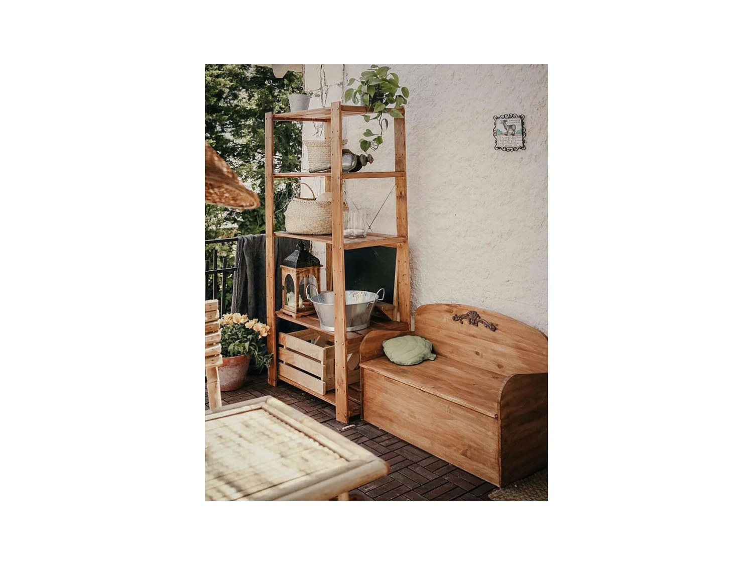 Banc coffre de rangement en pin brut 78 litres