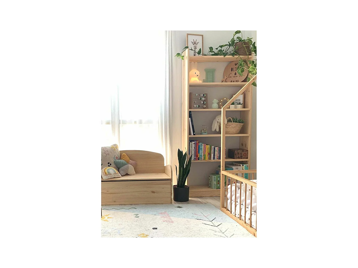 Banc coffre de rangement en pin brut 78 litres