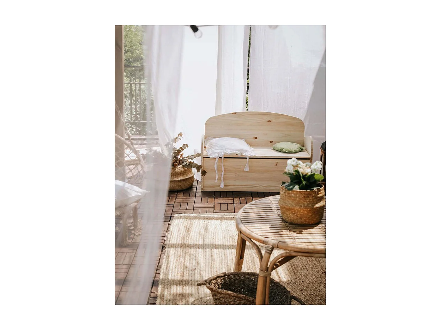 Bank mit Stauraum aus Rohkiefernholz 78 Liter