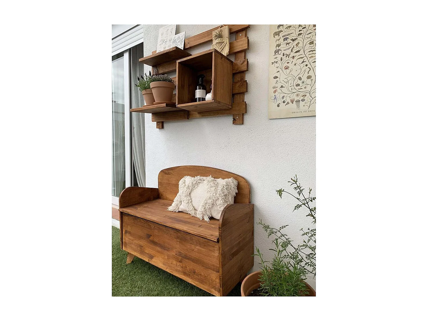 Bank mit Stauraum aus Rohkiefernholz 78 Liter