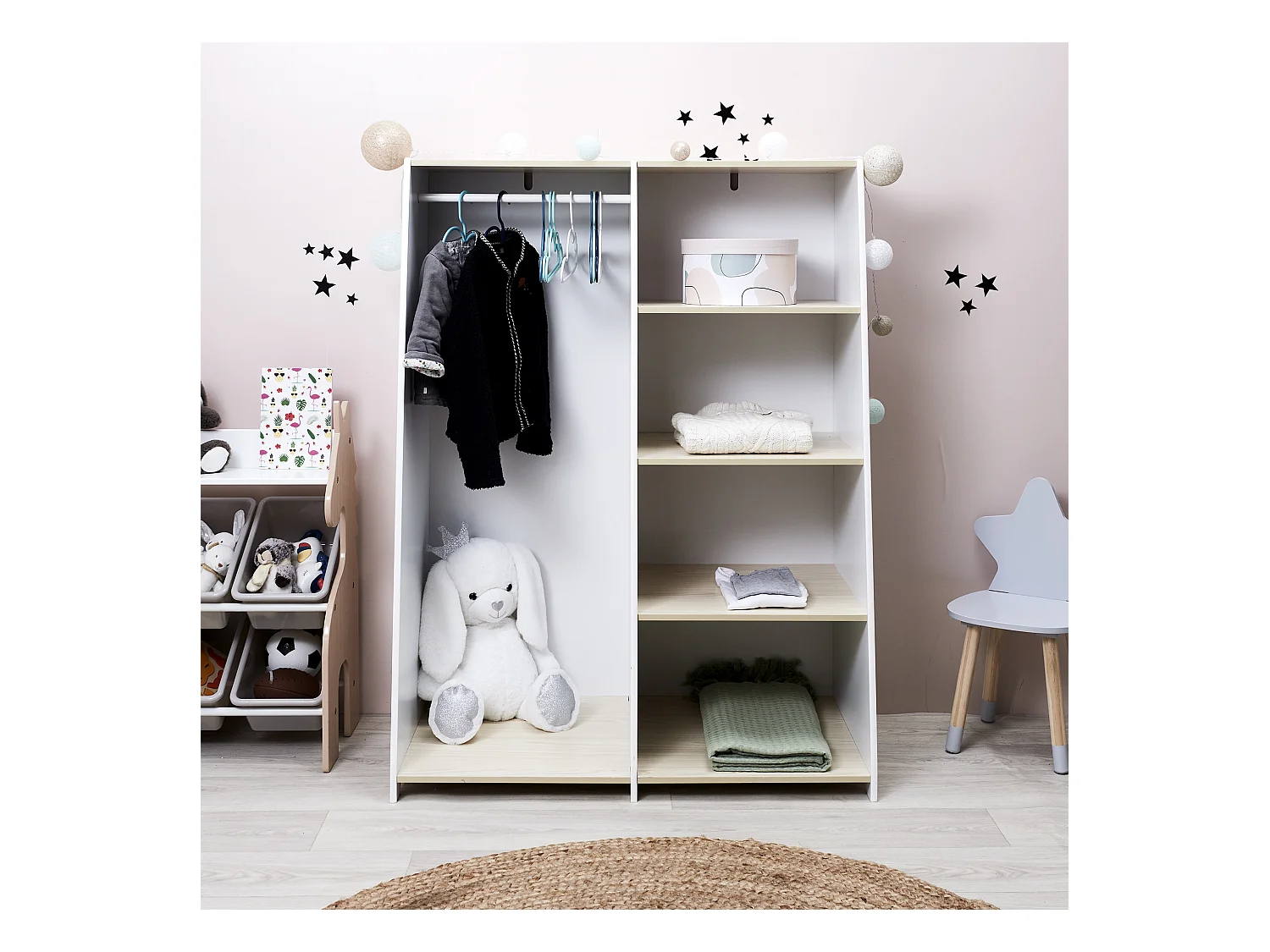 Armoire Scandinave Enfant "Maya" 120cm Blanc