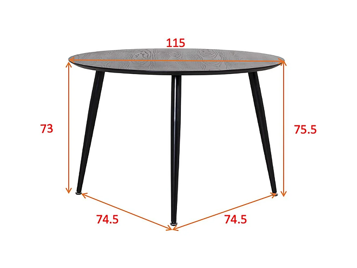 Table à Manger Ronde "Dipp" 115cm Noir