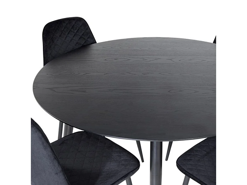 Dipp eetkamertafel Ø115cm zwart.