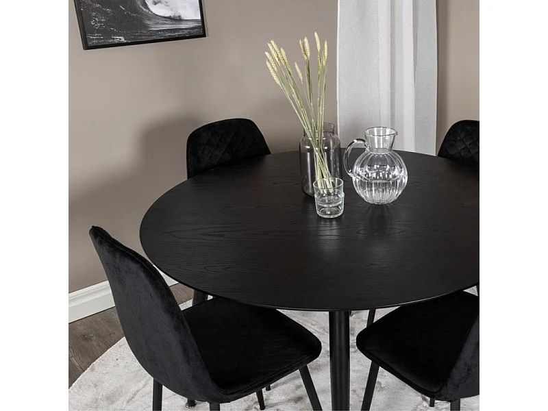 Dipp eetkamertafel Ø115cm zwart.