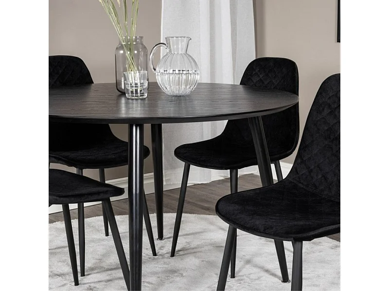 Dipp eetkamertafel Ø115cm zwart.