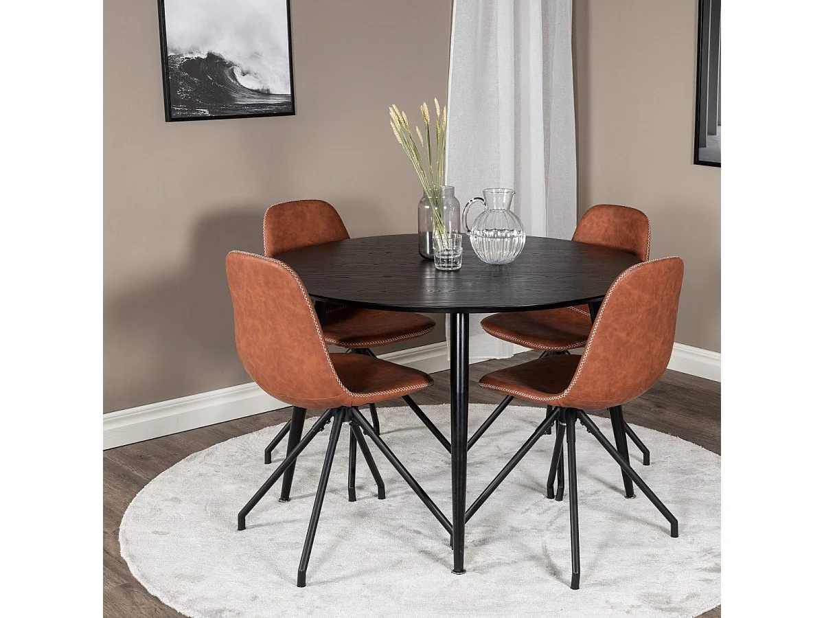 Table à Manger Ronde "Dipp" 115cm Noir