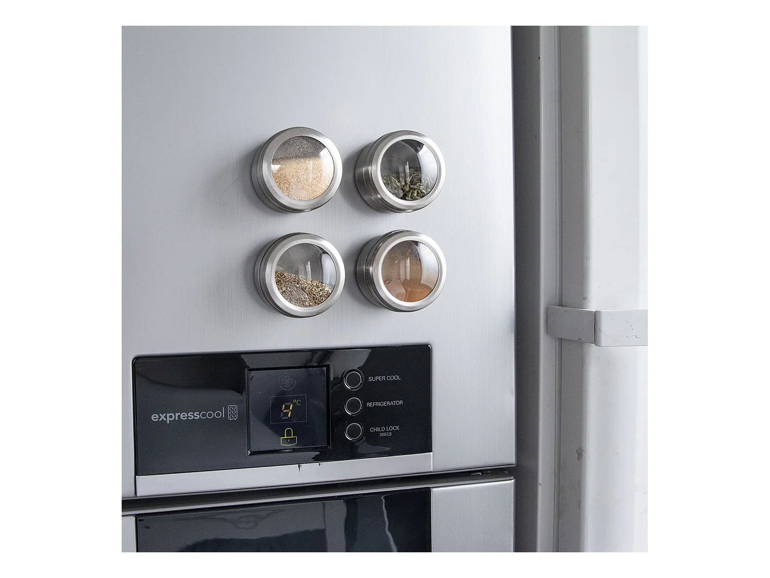 Support Et Pots A Epices Aimante X6 Gris