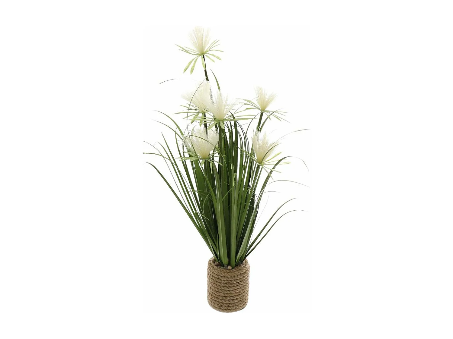 Plante artificielle avec fleurs blanches avec pot en jute