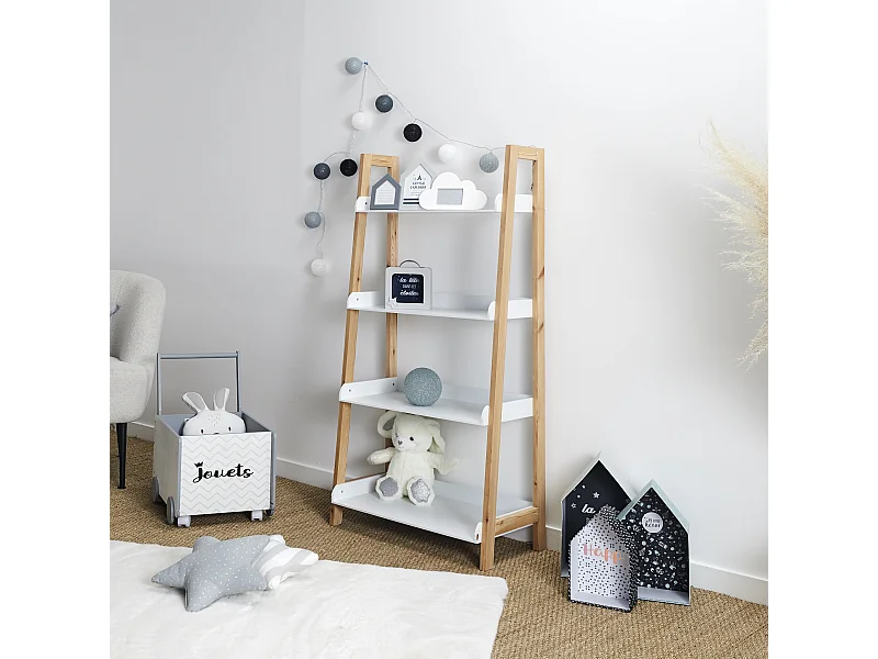 Etagere Enfant Tim L60cm Blanc, Marron