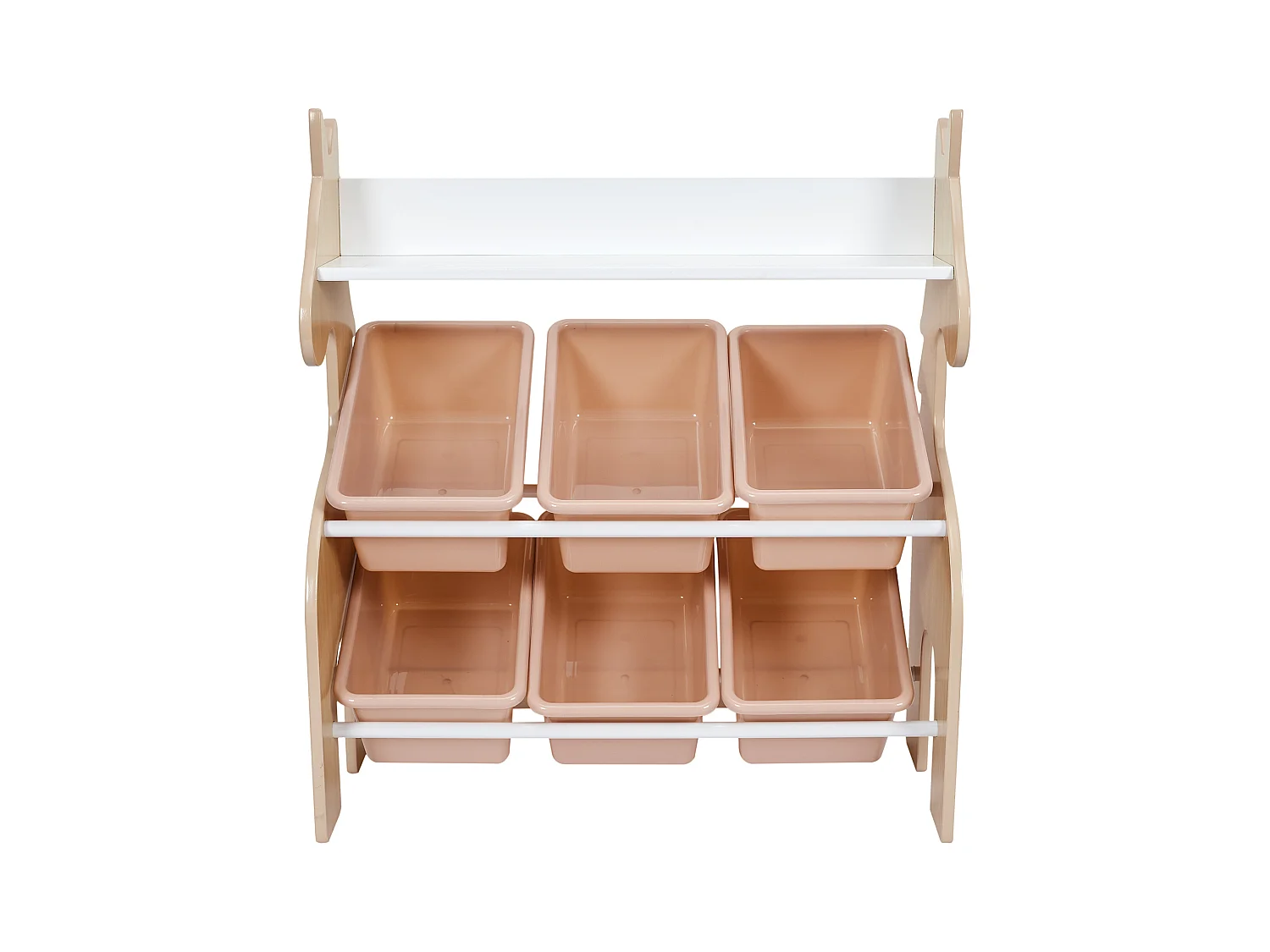 Meuble De Rangement Licorne 6 Bacs Rose, Blanc, Beige