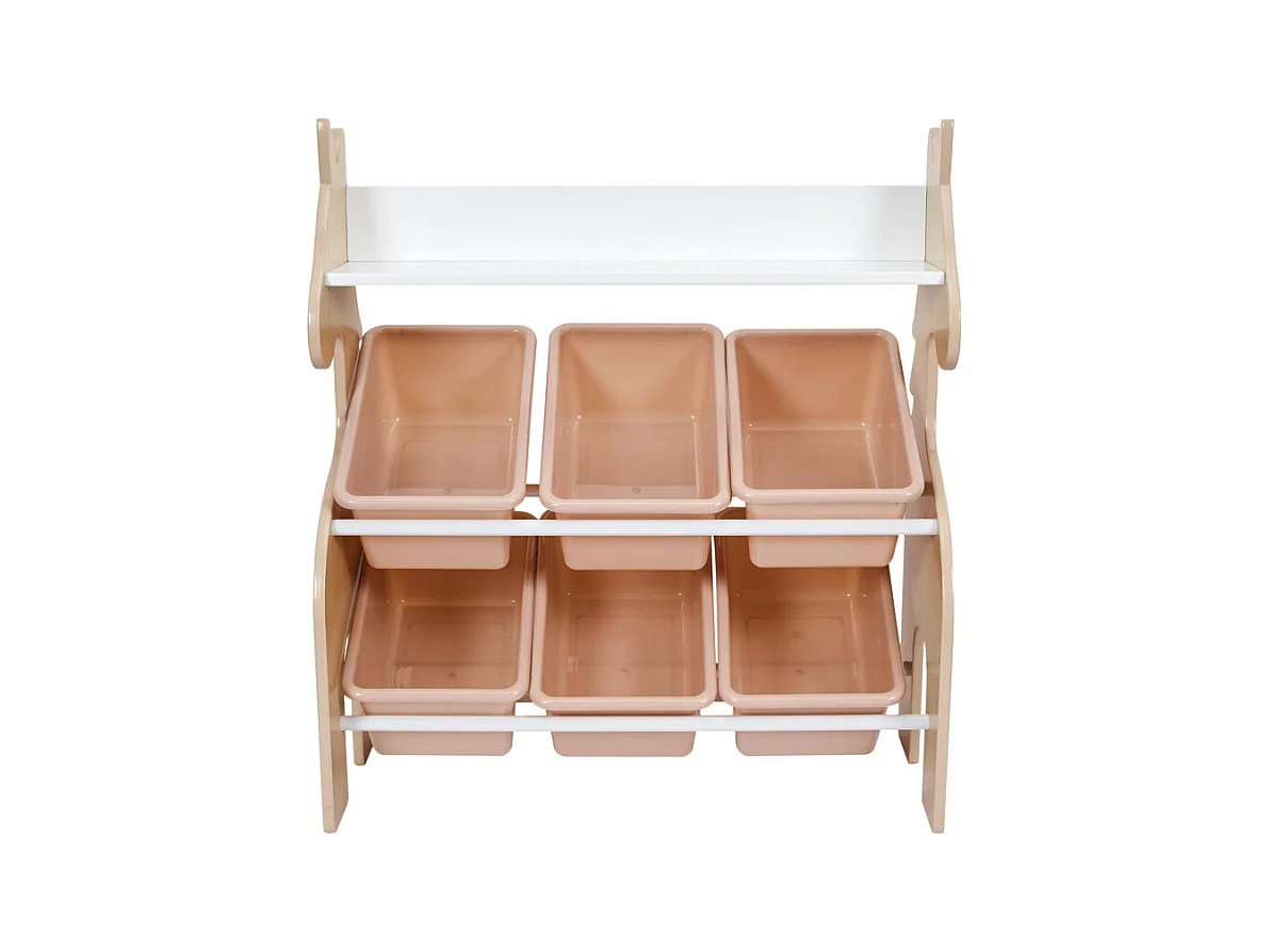 Meuble De Rangement Licorne 6 Bacs Rose, Blanc, Beige