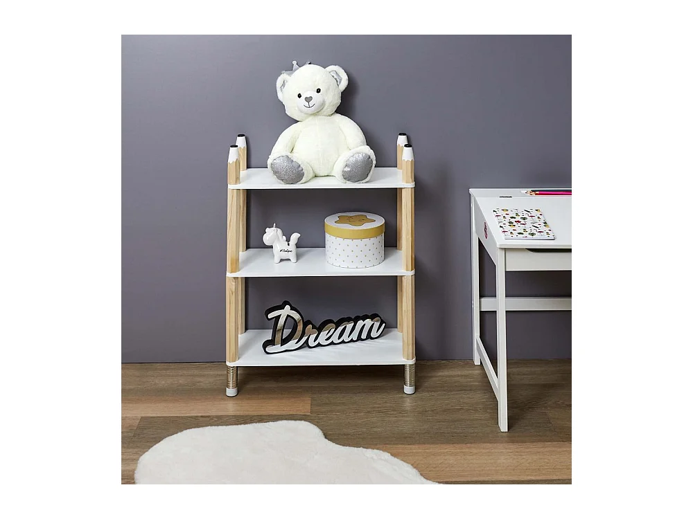 Etagere Crayons 3 Etages Blanc, Marron