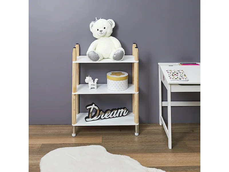 Etagere Crayons 3 Etages Blanc, Marron