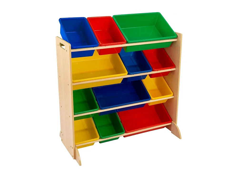 Unidad de almacenamiento de madera con 12 compartimentos para niños