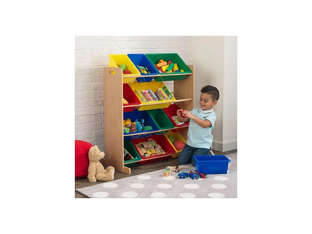 Unidad de almacenamiento de madera con 12 compartimentos para niños