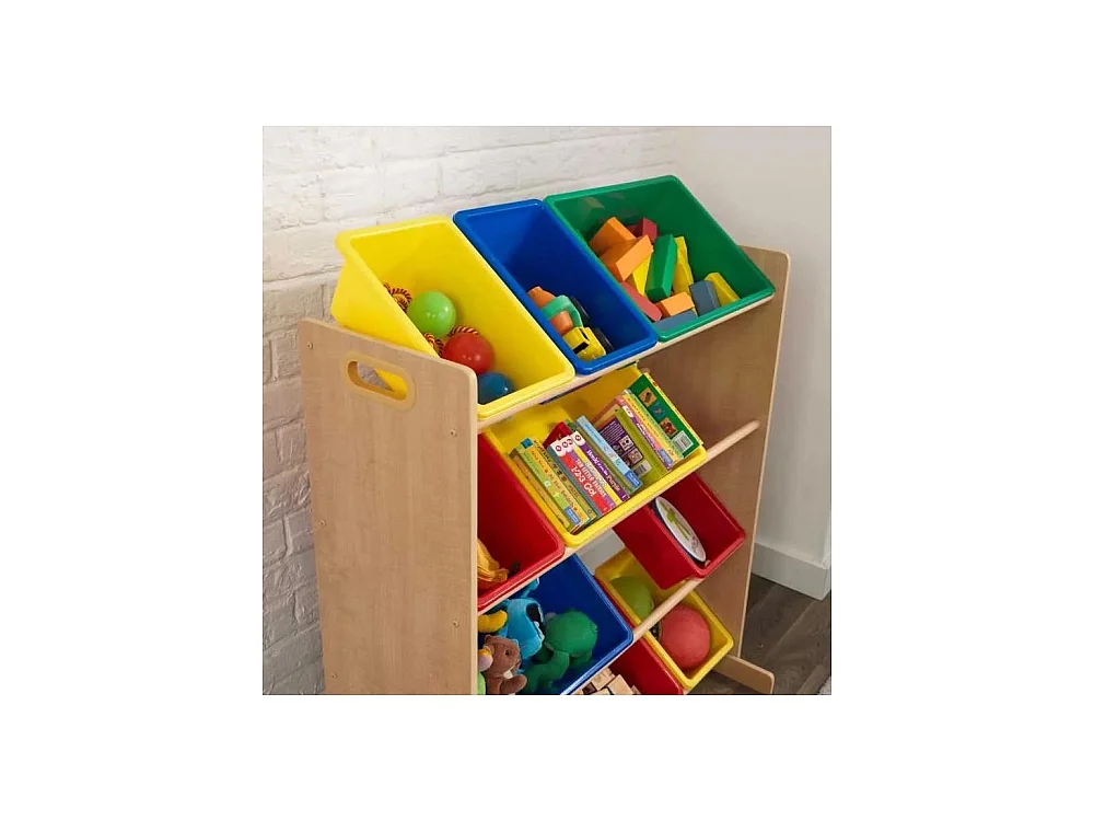 Unidad de almacenamiento de madera con 12 compartimentos para niños
