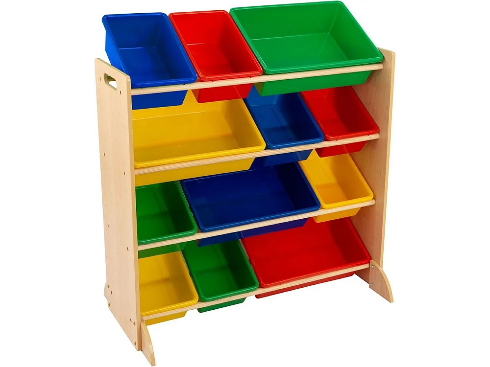 Unidad de almacenamiento de madera con 12 compartimentos para niños