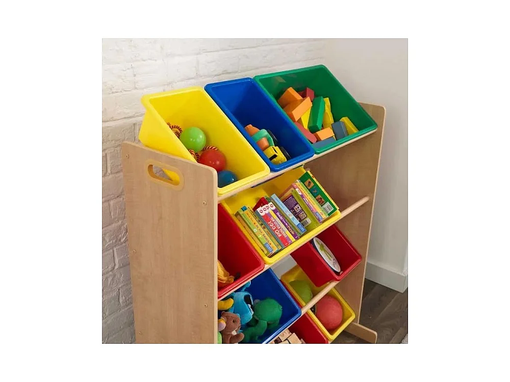 Unidad de almacenamiento de madera con 12 compartimentos para niños
