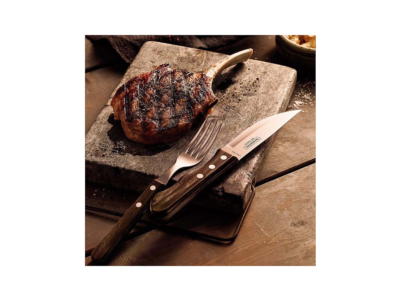 Malette pour barbecue 15 pièces en inox et bois Churrasco