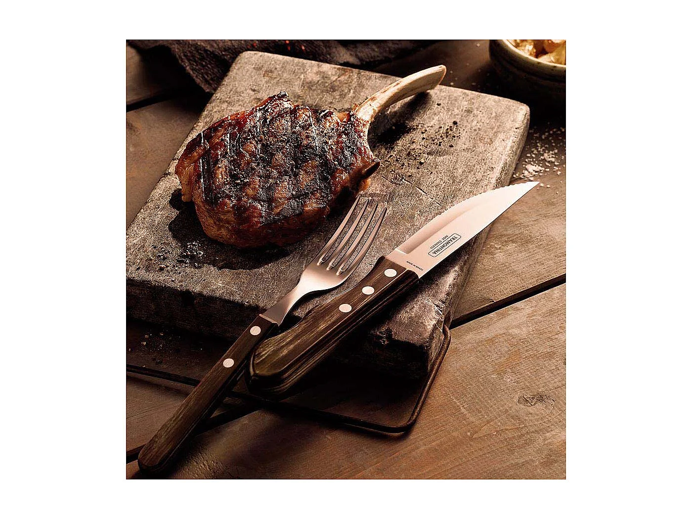 Malette pour barbecue 15 pièces en inox et bois Churrasco